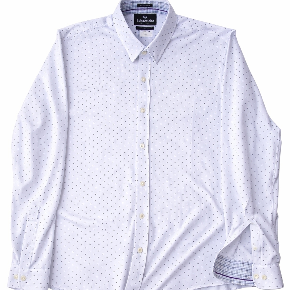 Buttercloth Men's White Shirt with Black Microdots